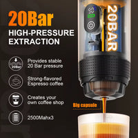 2025 LED Display Portable Espresso Machine 20Bar 3 in 1 Automatic USB Electric Coffee Maker Machine for Travel Outdoor Camping