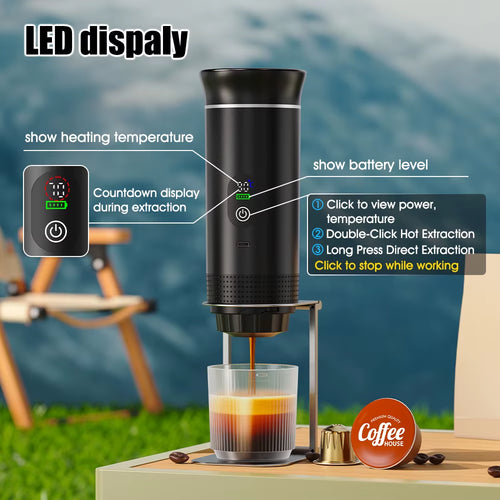 2025 LED Display Portable Espresso Machine 20Bar 3 in 1 Automatic USB Electric Coffee Maker Machine for Travel Outdoor Camping