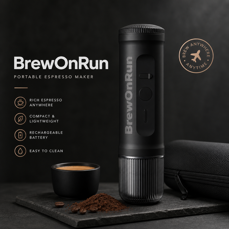 BrewOnRun™ Portable Espresso Machine – 20 Bar USB Travel Coffee Maker